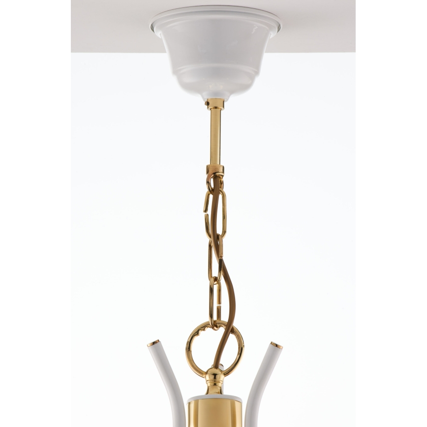 Jupiter 2085 - люстра на ланцюгу SAMBA 3xE27/15W/230V біла/золотиста