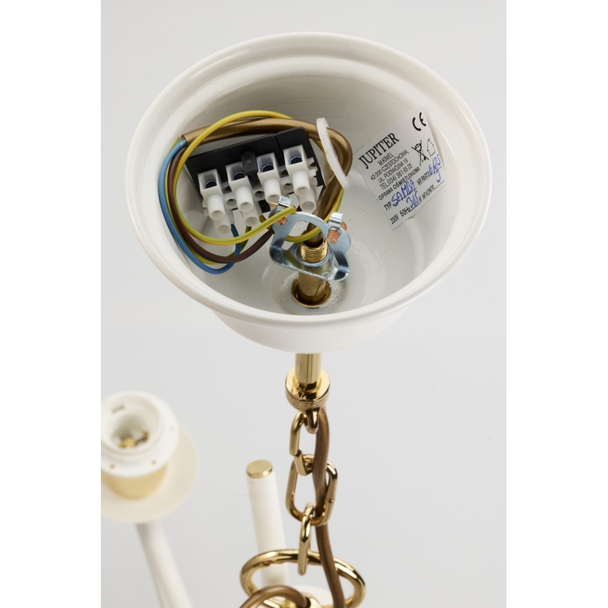 Jupiter 2085 - люстра на ланцюгу SAMBA 3xE27/15W/230V біла/золотиста