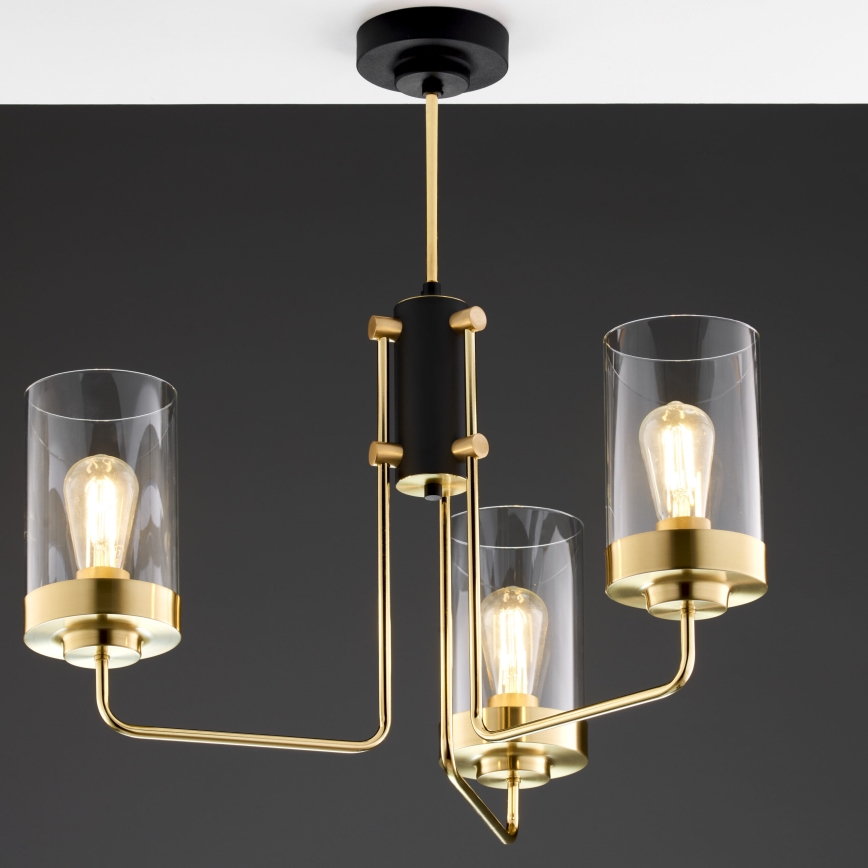 Jupiter 2087 - Люстра на штанге RAMIREZ 3xE27/15W/230V золотой/чёрный