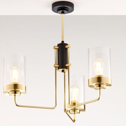 Jupiter 2087 - Люстра на штанге RAMIREZ 3xE27/15W/230V золотой/чёрный