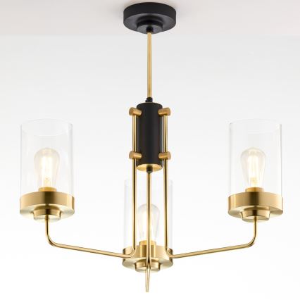 Jupiter 2087 - Люстра на штанге RAMIREZ 3xE27/15W/230V золотой/чёрный