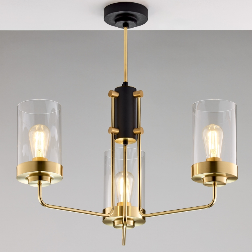 Jupiter 2087 - Люстра на штанге RAMIREZ 3xE27/15W/230V золотой/чёрный