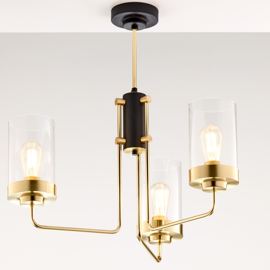 Jupiter 2087 - Люстра на штанзі RAMIREZ 3xE27/15W/230V золота/чорна