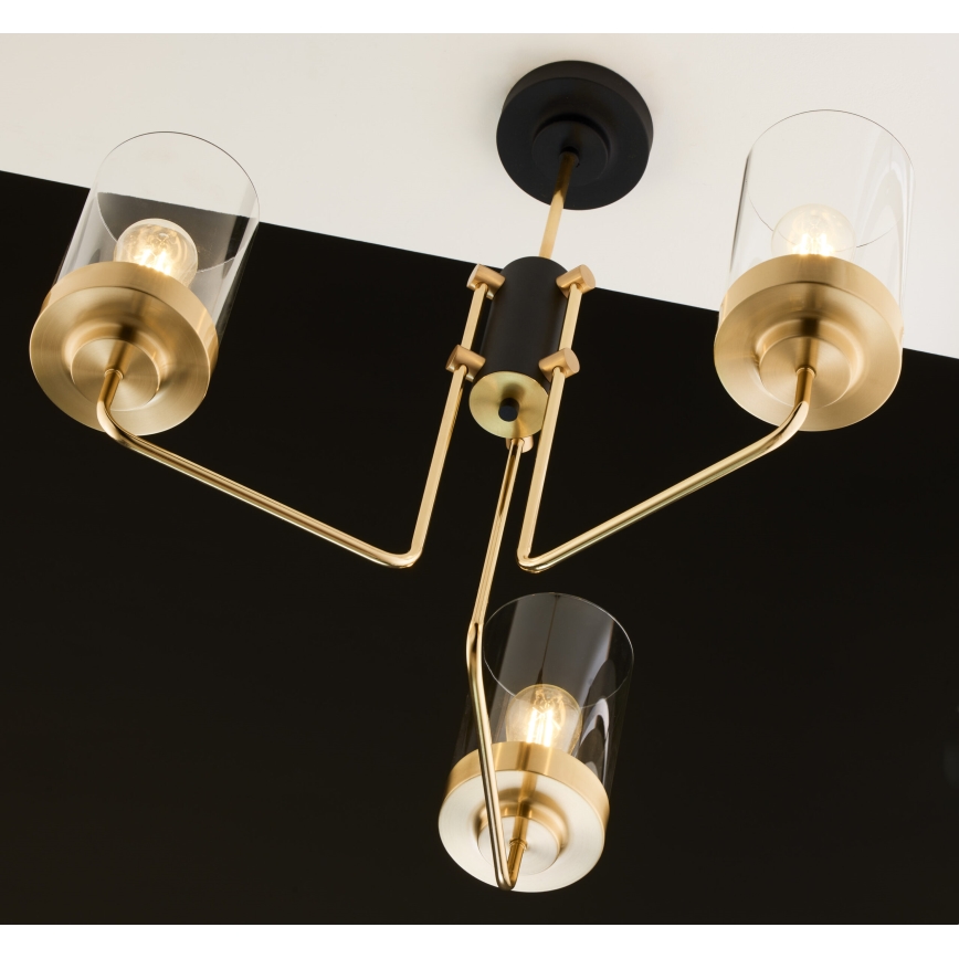 Jupiter 2087 - Люстра на штанзі RAMIREZ 3xE27/15W/230V золота/чорна