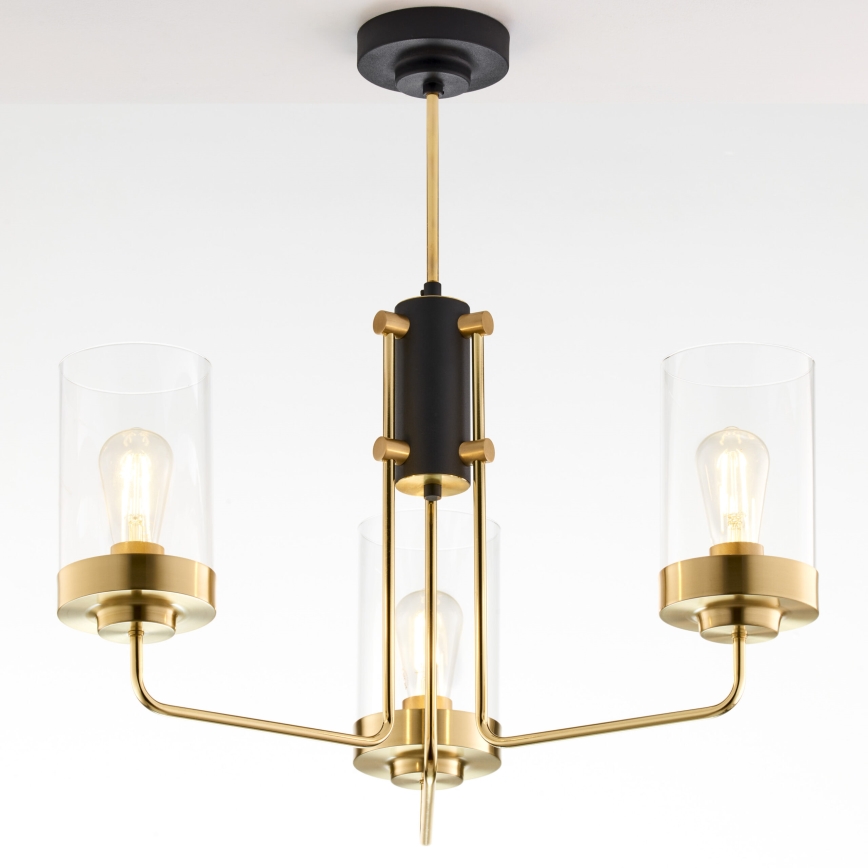 Jupiter 2087 - Люстра на штанзі RAMIREZ 3xE27/15W/230V золота/чорна