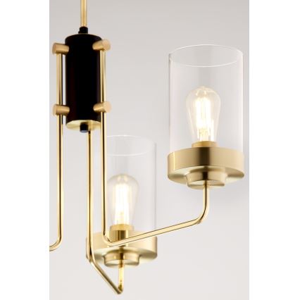 Jupiter 2087 - Люстра на штанзі RAMIREZ 3xE27/15W/230V золота/чорна