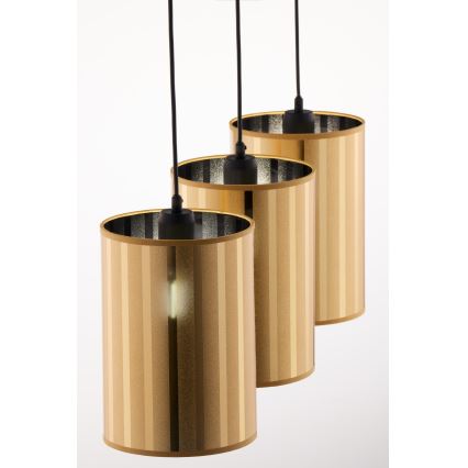 Jupiter 2092 - Підвісна люстра на тросі CORTINA 3xE27/15W/230V золотиста/чорна