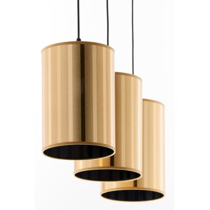Jupiter 2092 - Підвісна люстра на тросі CORTINA 3xE27/15W/230V золотиста/чорна