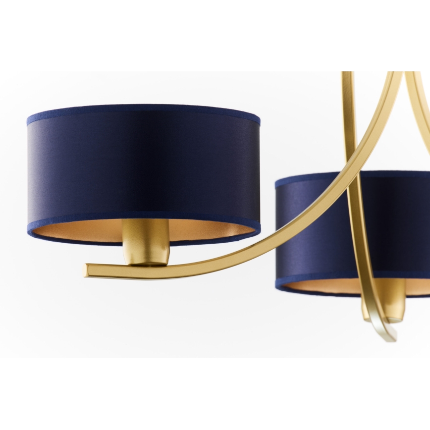 Юпітер 2093 - Підвісна люстра на ланцюгу АРТУР 3xE27/15W/230V синя/золота