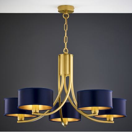 Jupiter 2094 - Люстра на ланцюзі ARTHUR 5xE27/15W/230V синя/золота