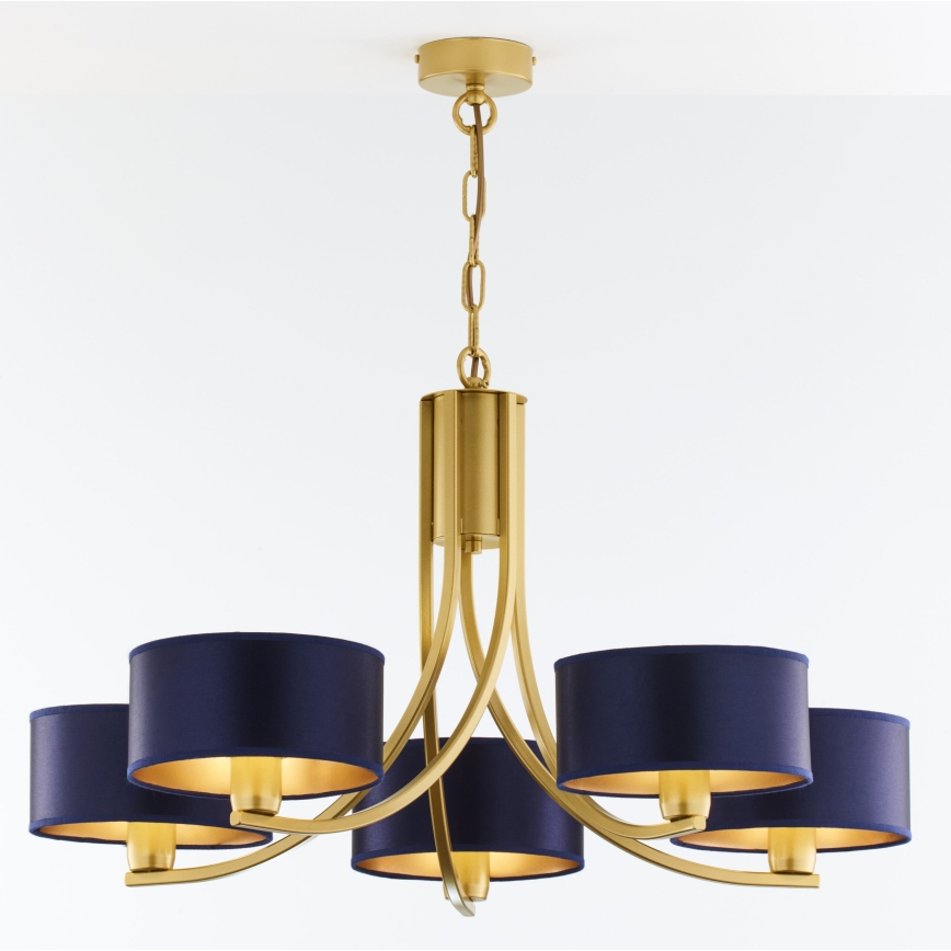 Jupiter 2094 - Люстра на ланцюзі ARTHUR 5xE27/15W/230V синя/золота