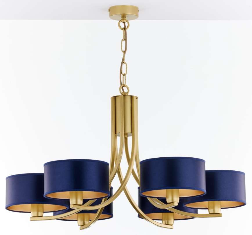 Jupiter 2095 - Люстра на цепи ARTHUR 6xE27/15W/230V синяя/золотая