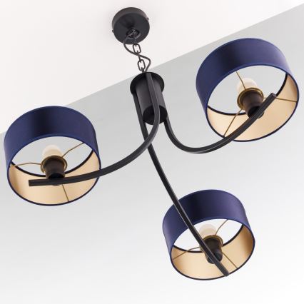Jupiter 2099 - Подвесная люстра на цепи ARTHUR 3xE27/15W/230V синяя/чёрная