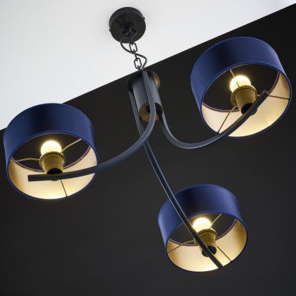Jupiter 2099 - Подвесная люстра на цепи ARTHUR 3xE27/15W/230V синяя/чёрная