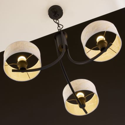 Jupiter 2103 - Люстра на ланцюгу ARTHUR 3xE27/15W/230V біла/чорна/мармуровий декор