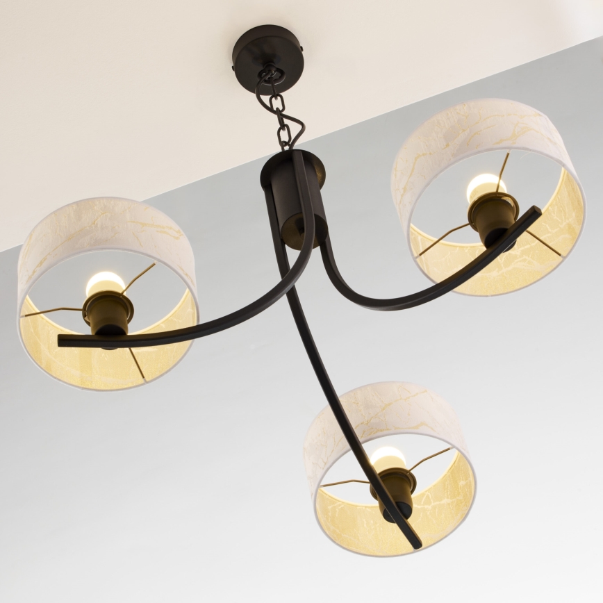 Jupiter 2103 - Подвесная люстра на цепи ARTHUR 3xE27/15W/230V белый/чёрный/мраморный декор