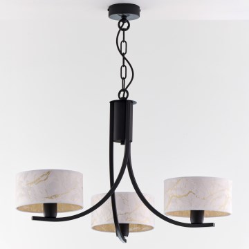Jupiter 2103 - Подвесная люстра на цепи ARTHUR 3xE27/15W/230V белый/чёрный/мраморный декор