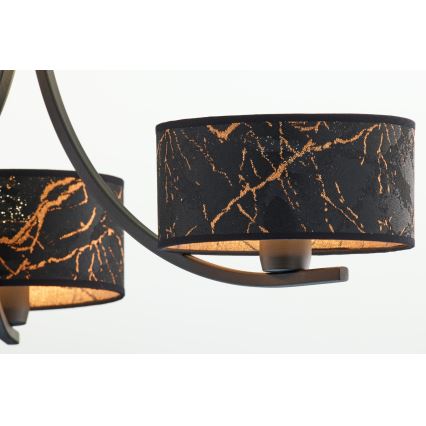 Jupiter 2106 - Подвесная люстра на цепи ARTHUR 3xE27/15W/230V черный/оранжевый/мраморный декор
