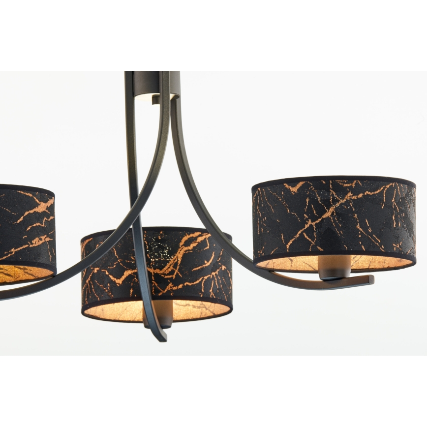 Jupiter 2106 - Люстра на ланцюгу ARTHUR 3xE27/15W/230V чорний/помаранчевий/мармуровий декор