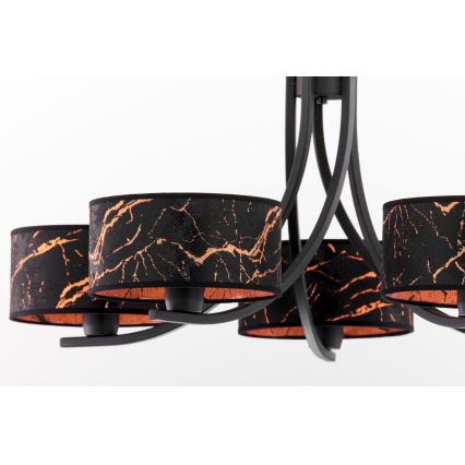 Jupiter 2107 - Люстра на цепи ARTHUR 5xE27/15W/230V чёрный/оранжевый/мраморный декор
