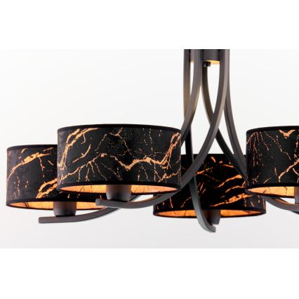 Jupiter 2107 - Люстра на цепи ARTHUR 5xE27/15W/230V чёрный/оранжевый/мраморный декор