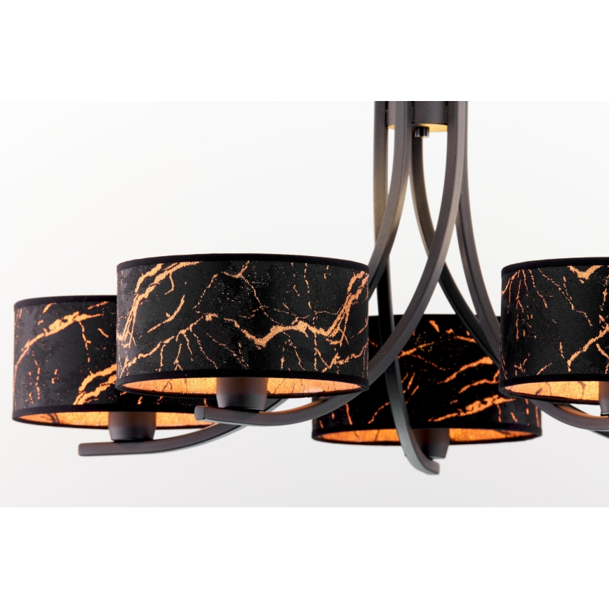 Jupiter 2107 - Люстра на цепи ARTHUR 5xE27/15W/230V чёрный/оранжевый/мраморный декор
