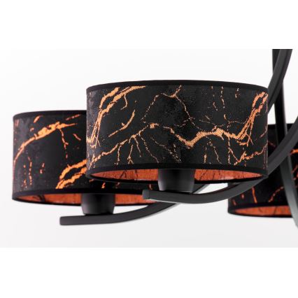 Jupiter 2107 - Люстра на цепи ARTHUR 5xE27/15W/230V чёрный/оранжевый/мраморный декор