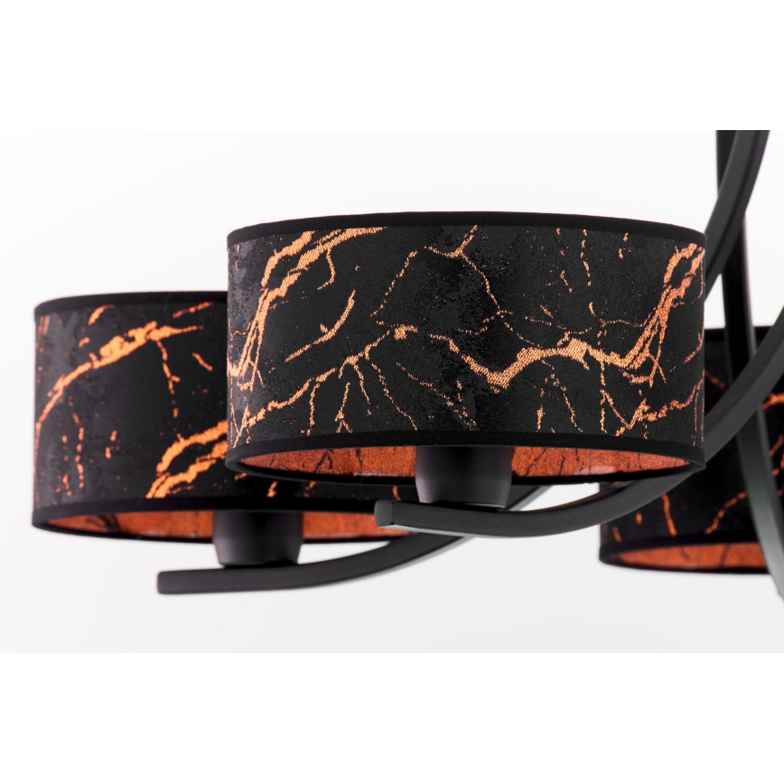 Jupiter 2107 - Люстра на цепи ARTHUR 5xE27/15W/230V чёрный/оранжевый/мраморный декор