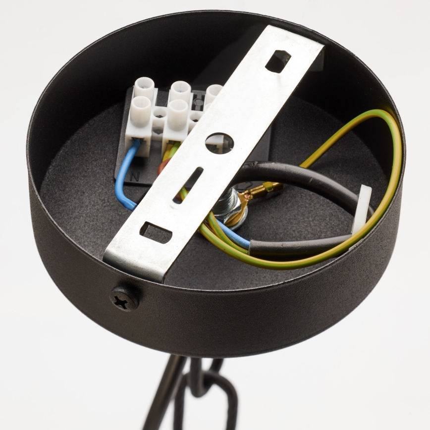 Jupiter 2108 - Подвесная люстра на цепи ARTHUR 6xE27/15W/230V черный/оранжевый/мраморный декор