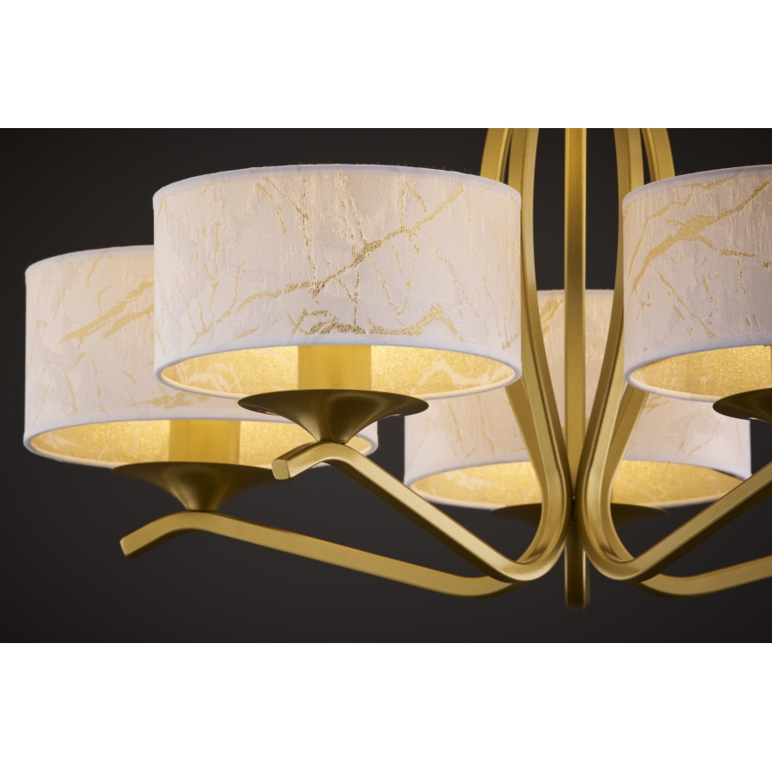 Jupiter 2110 - Люстра на штанге KASZMIR 5xE27/15W/230V белая/золотая/с мраморным декором