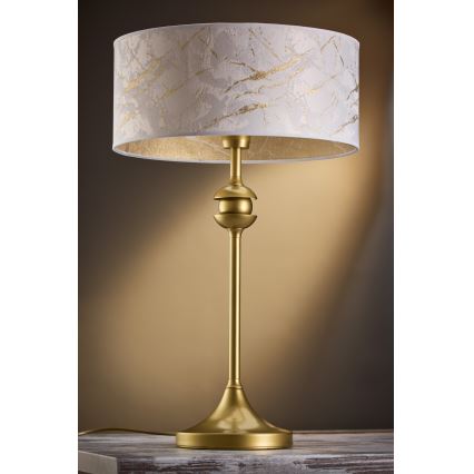 Jupiter 2112 - Настольная лампа KASZMIR 1xE27/15W/230V белая/золотая/декор под мрамор