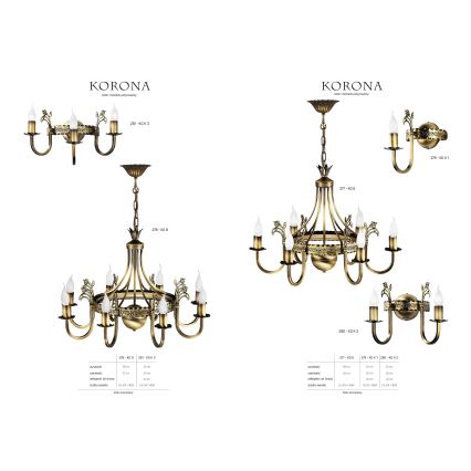 Jupiter 280 - KO K 2 - Настінний світильник KORONA 2xE14/40W/230V