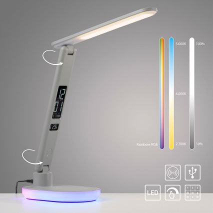 JUST LIGHT. 11018-16 - Сенсорная столовая лампа TINA LED/4W/230V с беспроводной зарядкой, белая