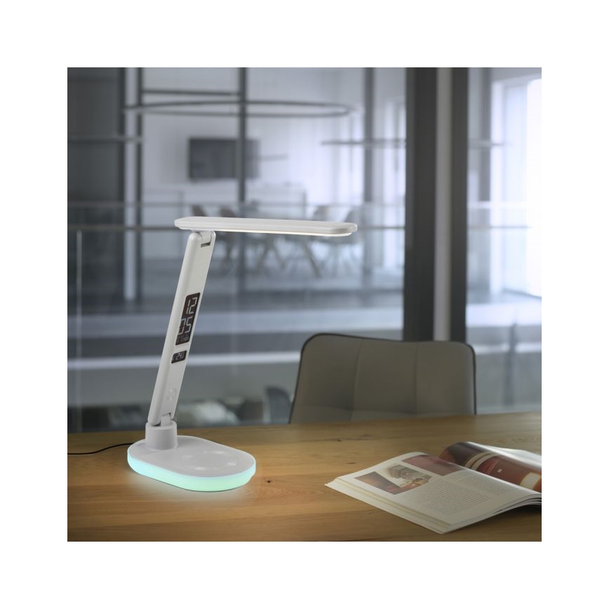 JUST LIGHT. 11018-16 - RGBW LED Touch Desk Lamp with Wireless Charging TINA LED/4W/230V White