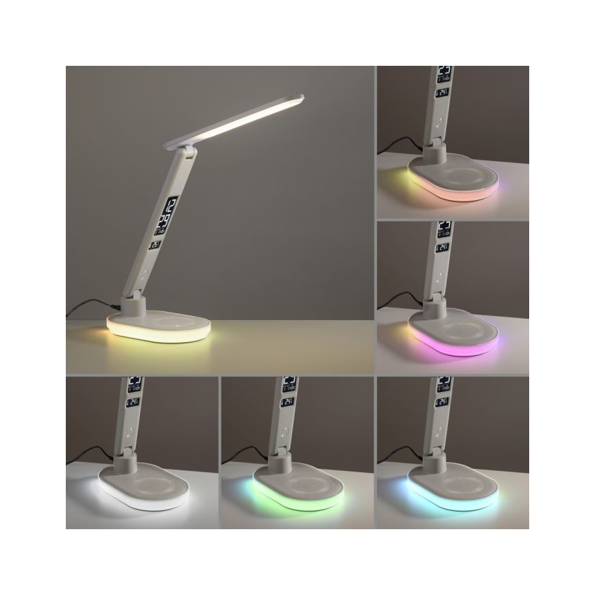 JUST LIGHT. 11018-16 - RGBW LED Touch Desk Lamp with Wireless Charging TINA LED/4W/230V White