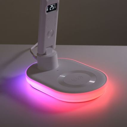 JUST LIGHT. 11018-16 - RGBW LED Touch Desk Lamp with Wireless Charging TINA LED/4W/230V White