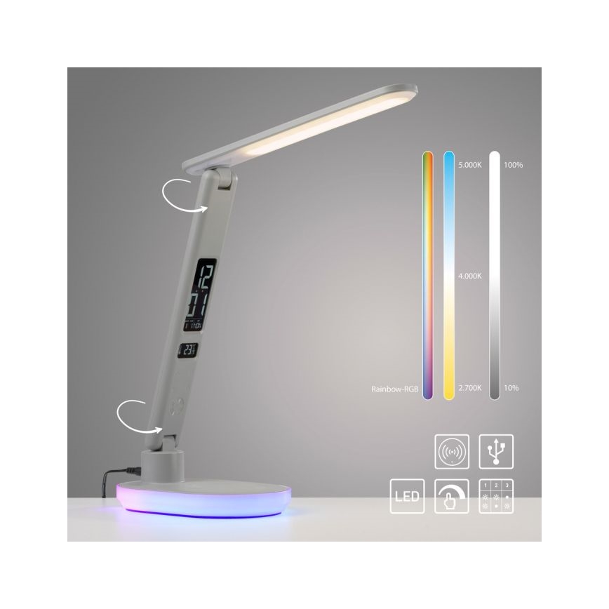 JUST LIGHT. 11018-16 - RGBW LED Touch Desk Lamp with Wireless Charging TINA LED/4W/230V White