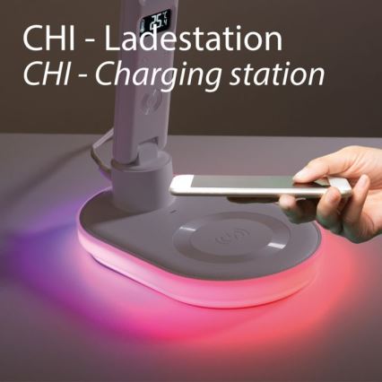 JUST LIGHT. 11018-16 - RGBW LED Touch Desk Lamp with Wireless Charging TINA LED/4W/230V White