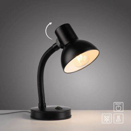 JUST LIGHT. 11080-18 - Гнучка настільна лампа FLEXI 1xE27/25W/230V чорна