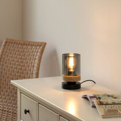 JUST LIGHT. 11310-18 - Настільна лампа PASQUAL 1xE27/40W/230V чорний/каучукове дерево