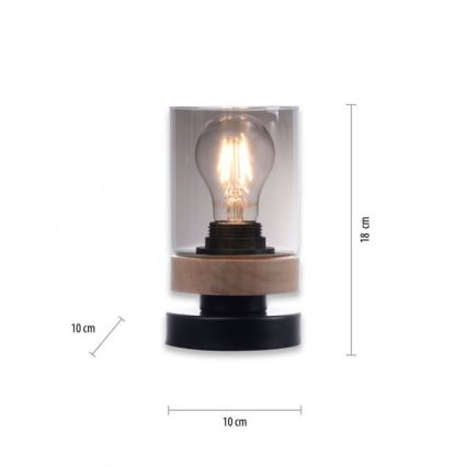JUST LIGHT. 11310-18 - Настільна лампа PASQUAL 1xE27/40W/230V чорний/каучукове дерево