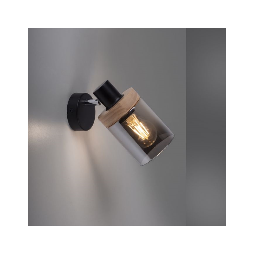 JUST LIGHT. 11311-18 - Настінний точковий світильник PASQUAL 1xE27/40W/230V чорний/каучукове дерево