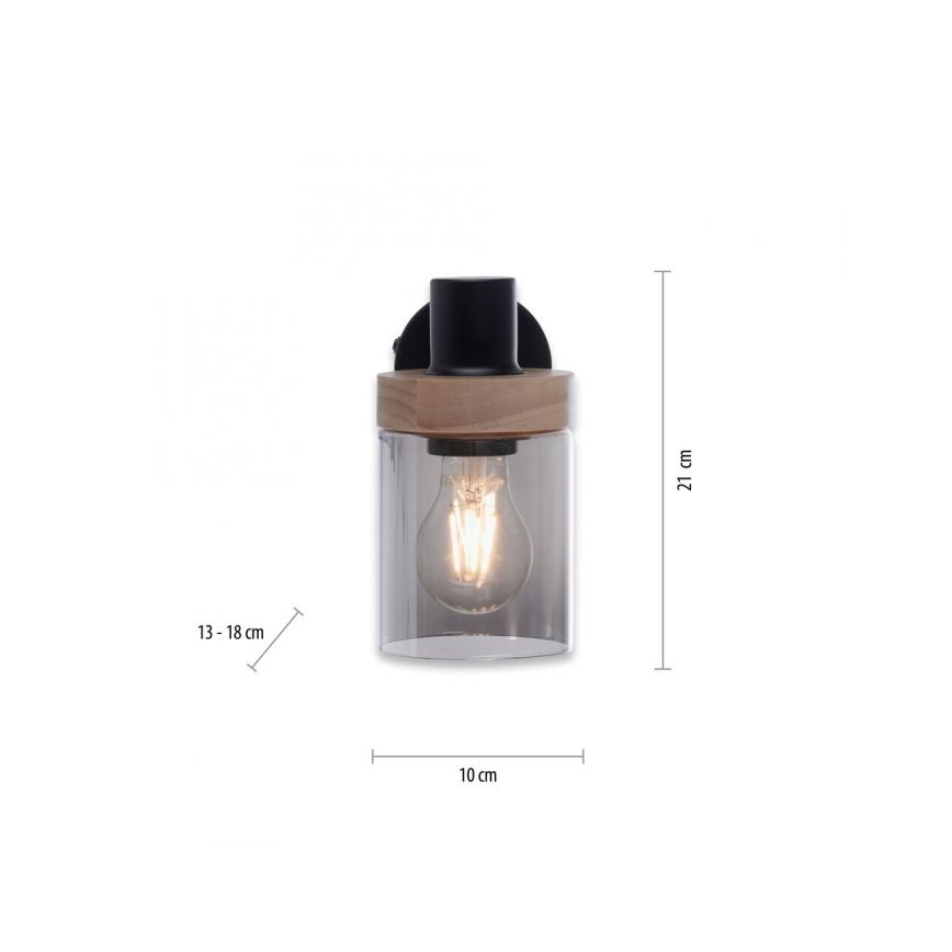 JUST LIGHT. 11311-18 - Настінний точковий світильник PASQUAL 1xE27/40W/230V чорний/каучукове дерево