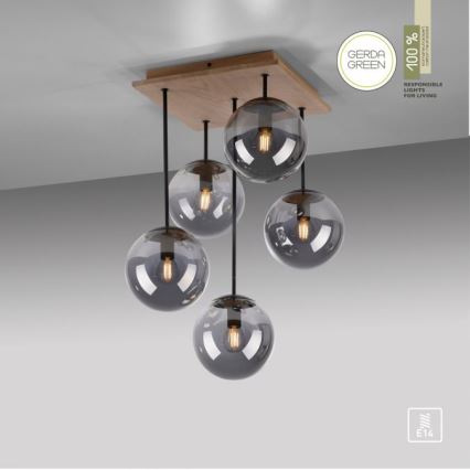 JUST LIGHT. 11395-79 - Люстра на штанге WIDOW 5xE14/25W/230V дуб