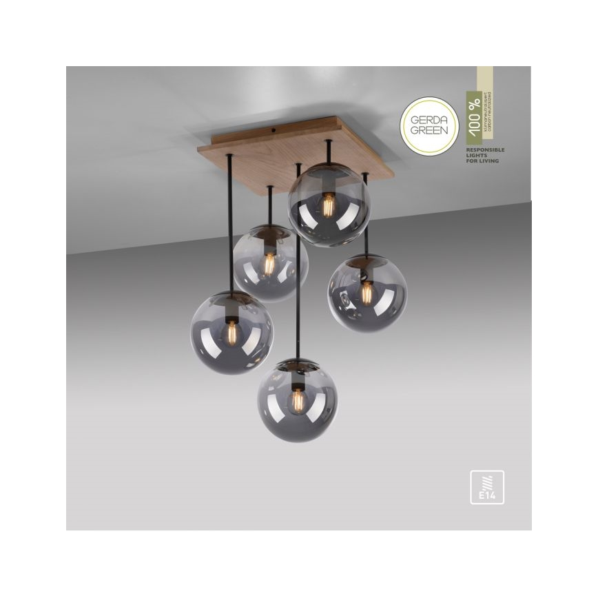 JUST LIGHT. 11395-79 - Люстра на штанзі WIDOW 5xE14/25W/230V дуб