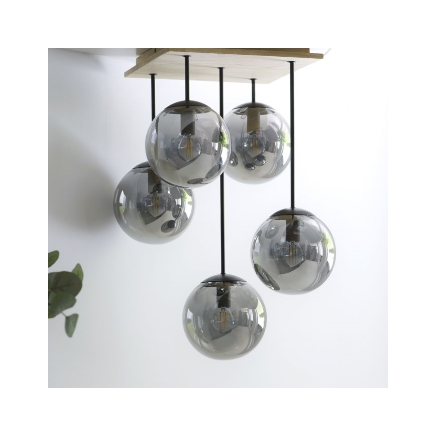 JUST LIGHT. 11395-79 - Люстра на штанзі WIDOW 5xE14/25W/230V дуб