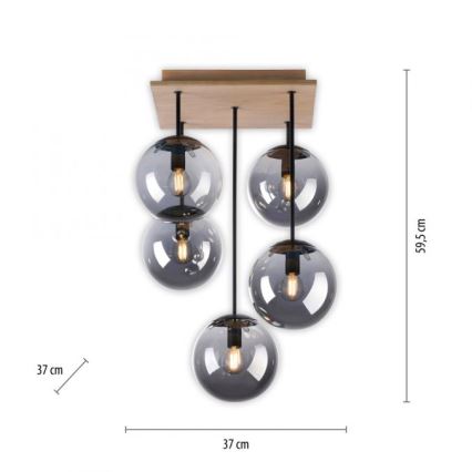 JUST LIGHT. 11395-79 - Люстра на штанзі WIDOW 5xE14/25W/230V дуб