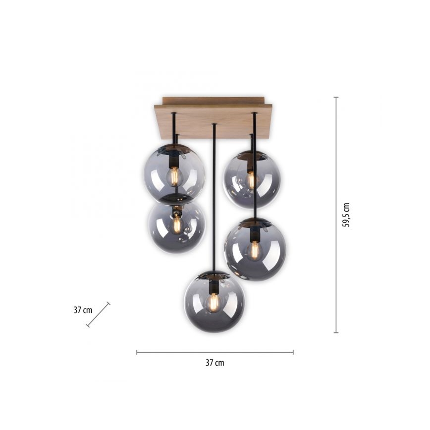JUST LIGHT. 11395-79 - Люстра на штанзі WIDOW 5xE14/25W/230V дуб