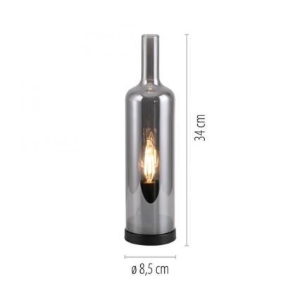 JUST LIGHT. 14006-25 - Настільна лампа BOTTLE 1xE14/25W/230V чорна/димчаста