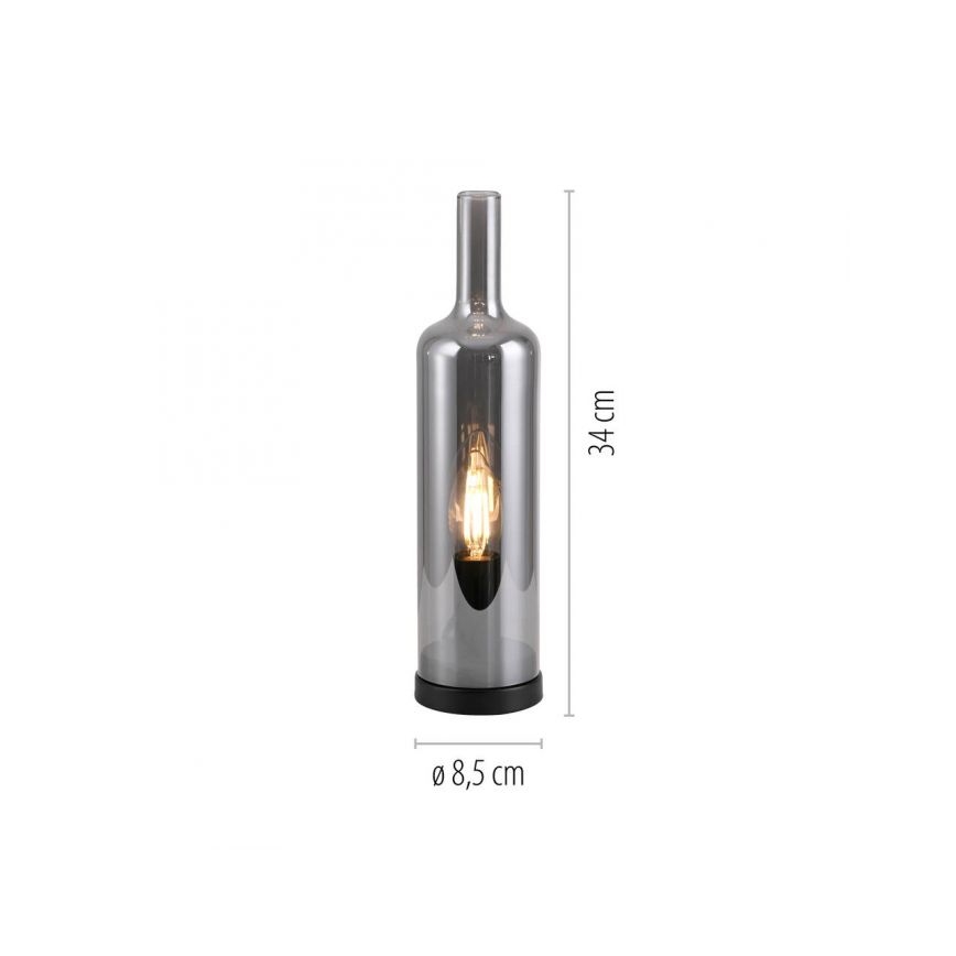 JUST LIGHT. 14006-25 - Настільна лампа BOTTLE 1xE14/25W/230V чорна/димчаста